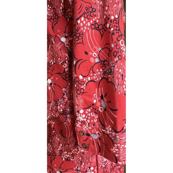REI Women's Red Floral 3/4 Sleeve Button Front Casual Dress Size M Cotton Blend - Picture 3 of 8